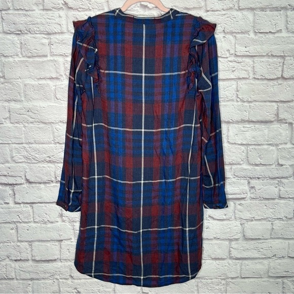 Anthropologie Cloth & Stone Plaid Ruffle T-Shirt Dress - Picture 5 of 12
